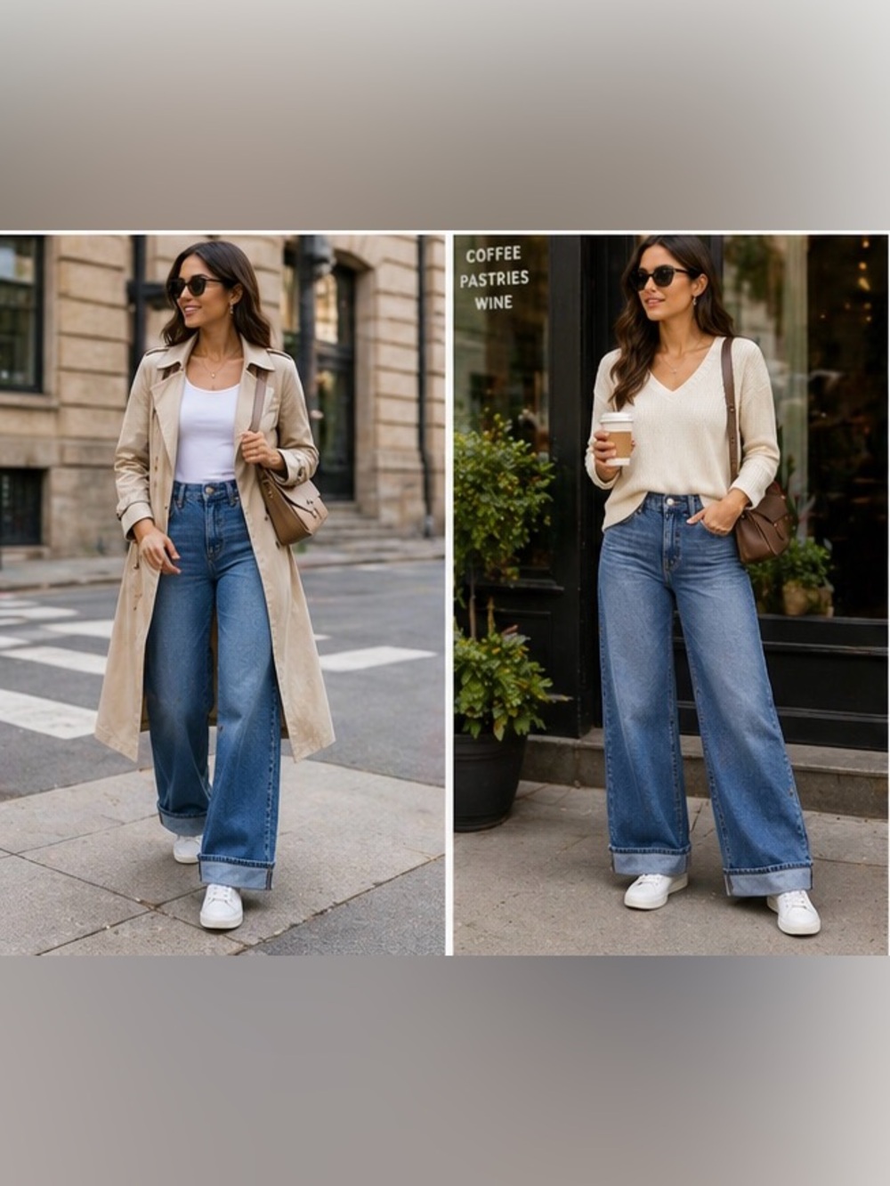 Hudson Jeans Wide Leg Cuffed Jeans in Light Blue Denim - Picture 5 of 14